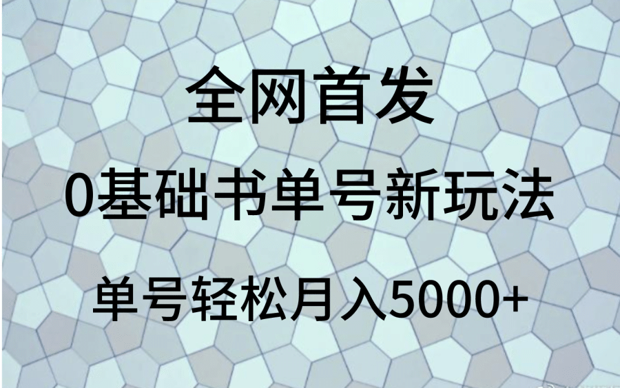 0基础书单号新玩法，操作简单，单号轻松月入5000+插图