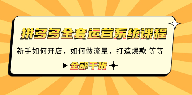 （4430期）拼多多全套运营系统课程：新手如何开店 如何做流量 打造爆款 等等 全部干货插图