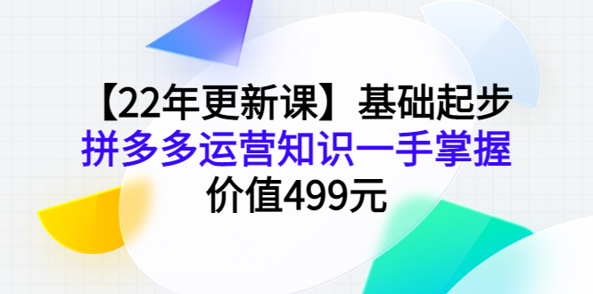 （3963期）【22年更新课】基础起步，拼多多运营知识一手掌握，价值499元插图