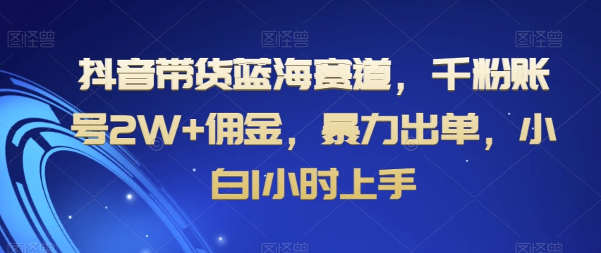 抖音带货蓝海赛道，千粉账号2W+佣金，暴力出单，小白1小时上手【揭秘】插图