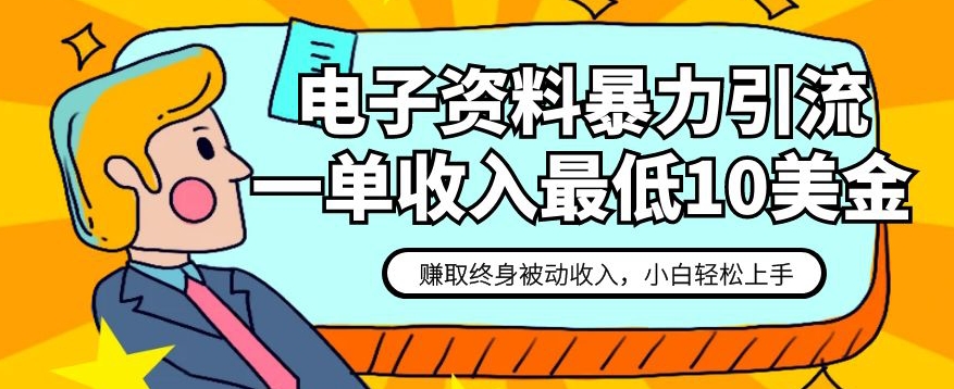 电子资料暴力引流，一单zui低10美金，赚取终身被动收入，保姆级教程【揭秘】插图