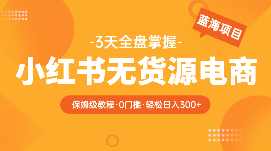 （5912期）2023小红书无货源电商【保姆级教程从0到日入300】爆单3W插图