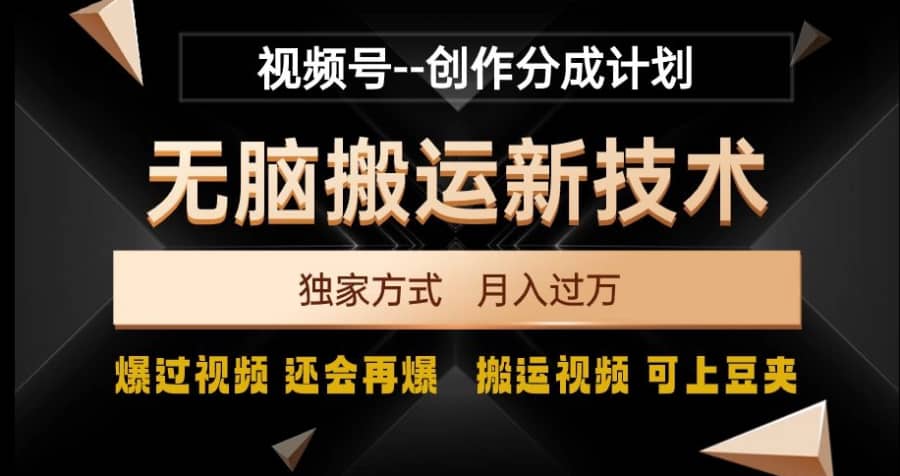 视频号无脑搬运新技术，破原创壕流量，独家方式，爆过视频，还会再爆【揭秘】插图