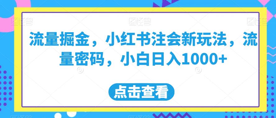 流量掘金，小红书注会新玩法，流量密码，小白日入1000+【揭秘】插图