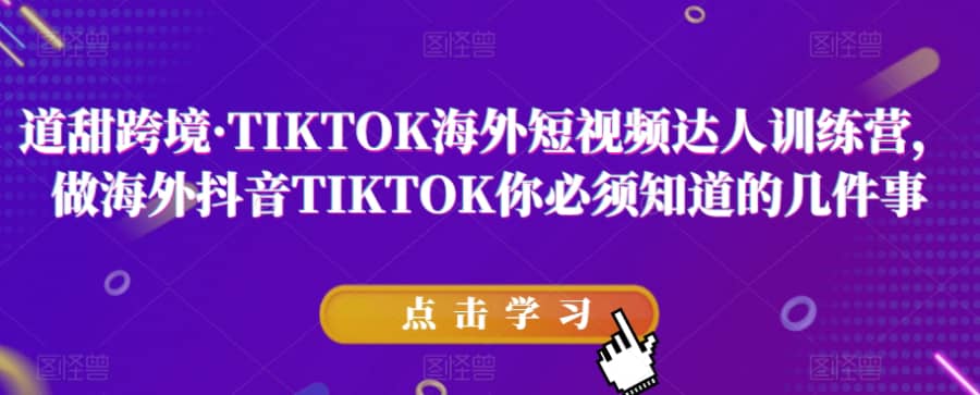 道甜跨境·TIKTOK海外短视频达人训练营，做海外抖音TIKTOK你必须知道的几件事插图