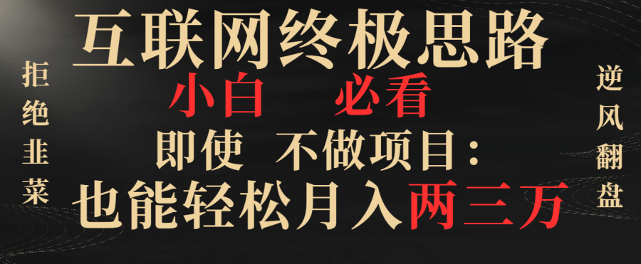 （8619期）互联网终极思路，小白必看，即使不做项目也能轻松月入两三万，拒绝韭菜…插图