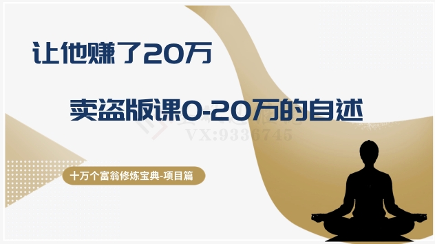 十万个富翁修炼宝典之9.让他赚了20万，卖盗版课0-20万的自述插图