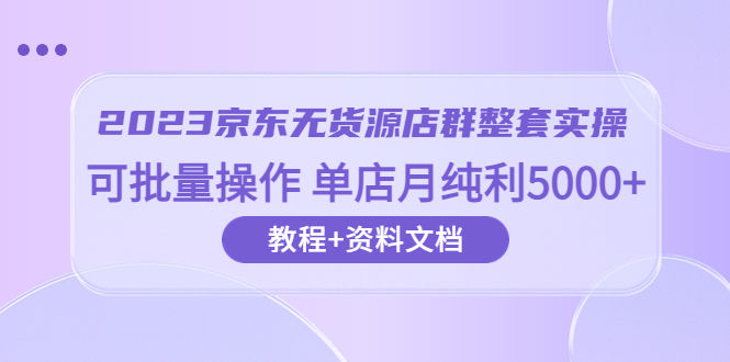 （6223期）2023京东-无货源店群整套实操 可批量操作 单店月纯利5000+63节课+资料文档插图