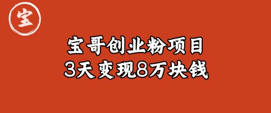 宝哥IP图文创业粉引流项目实战分享：单个账号3天涨粉1万，变现8万块钱（图文教程）【揭秘】插图