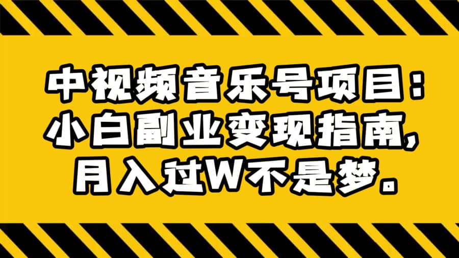 中视频音乐号项目：小白副业变现指南，月入过W不是梦。插图