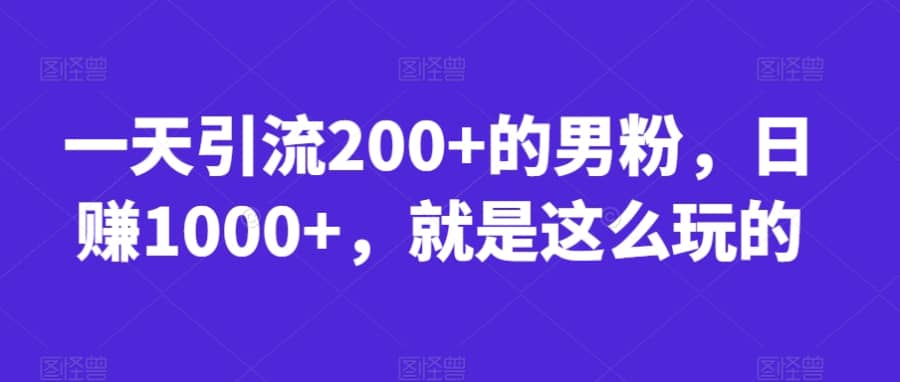 一天引流200+的男粉，日赚1000+，就是这么玩的【揭秘】插图