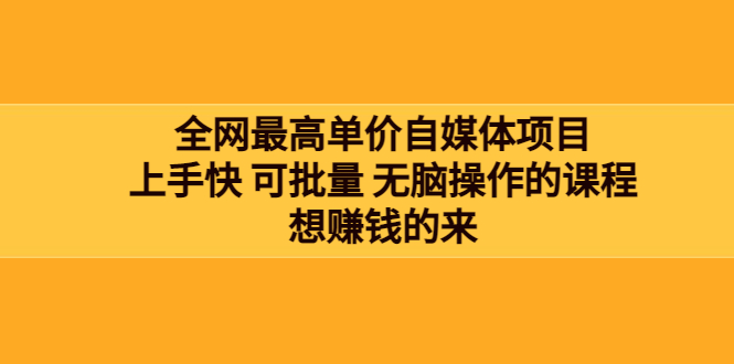 （3557期）全网zui单高价自媒体项目：上手快 可批量 无脑操作的课程，想赚钱的来插图