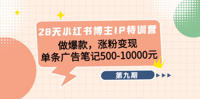 （4267期）28天小红书博主IP特训营《第9期》做爆款，涨粉变现 单条广告笔记500-10000插图