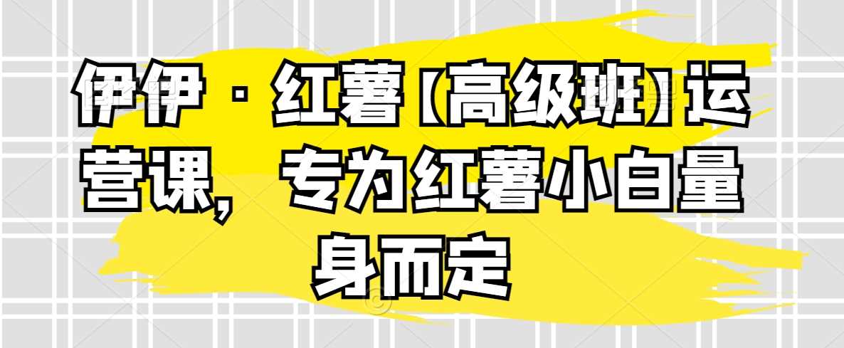 伊伊·红薯【高级班】运营课，专为红薯小白量身而定插图