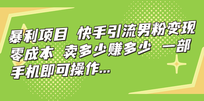 （7114期）暴利项目，快手引流男粉变现，零成本，卖多少赚多少，一部手机即可操作…插图