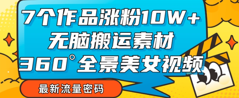 7个作品涨粉10W+，无脑搬运素材，全景美女视频爆款玩法分享【揭秘】插图