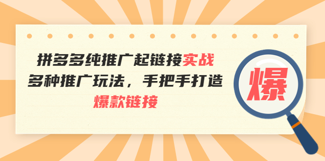 （3649期）拼多多纯推广起链接实战：多种推广玩法，手把手打造爆款链接插图