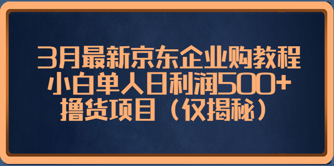 （5277期）3月zui新京东企业购教程，小白单人日利润500+撸货项目（仅揭秘）插图