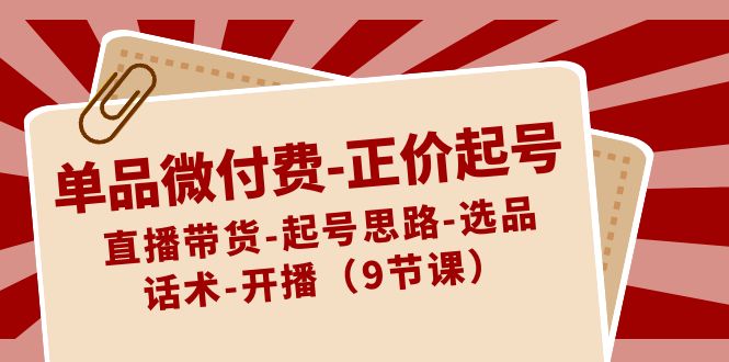 （8775期）单品微付费-正价起号：直播带货-起号思路-选品-话术-开播（9节课）插图