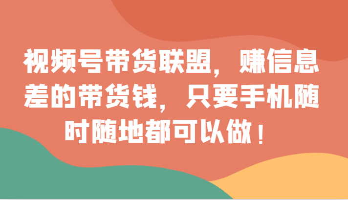 视频号带货联盟，赚信息差的带货钱，只需手机随时随地都可以做！插图