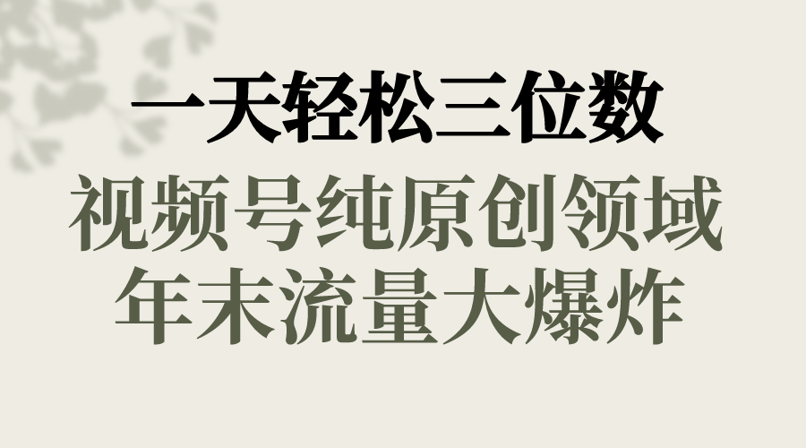 （8647期）一天轻松三位数，视频号纯原创领域，春节童子送祝福，年末流量大爆炸，插图