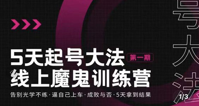 （3121期）五天起号魔鬼训练营，告别光学不练，逼自己上车，成败与否，5天拿到结果插图