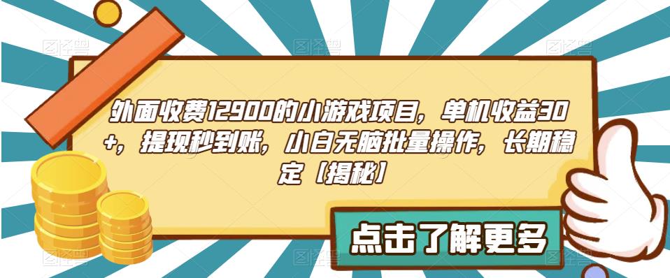 外面收费1290的小游戏项目，单机收益30+，提现秒到账，小白无脑批量操作，长期稳定【揭秘】插图