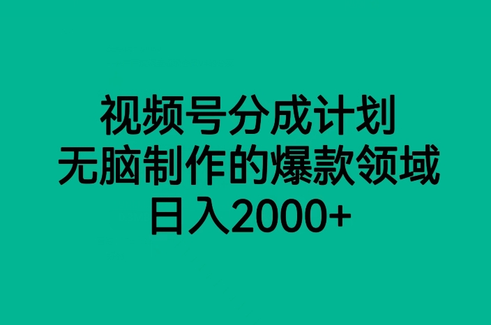 视频号分成计划，无脑制作的爆款领域，日入2000+插图