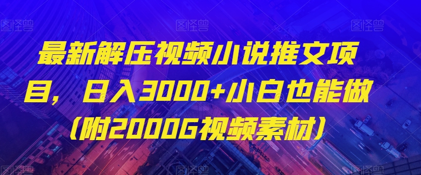 zui新解压视频小说推文项目，日入3000+小白也能做（附2000G视频素材）【揭秘】插图