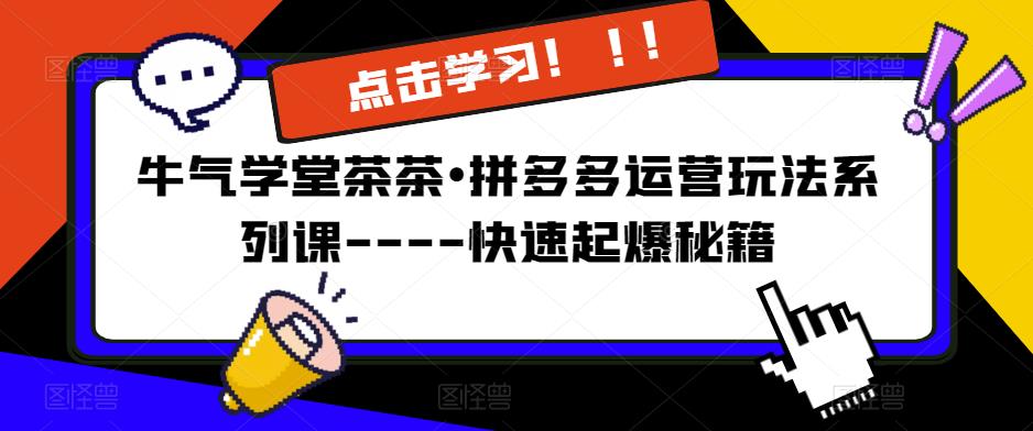 牛气学堂茶茶•拼多多运营玩法系列课—-快速起爆秘籍【更新】插图