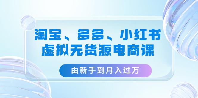 （4669期）淘宝、多多、小红书-虚拟无货源电商课：由新手到月入过万（3套课程）插图