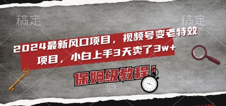 2024zui新风口项目，视频号变老特效项目，电脑小白上手3天卖了3w+，保姆级教程【揭秘】插图