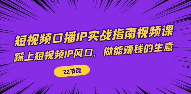 （7202期）短视频口播IP实战指南视频课，踩上短视频IP风口，做能赚钱的生意（22节课）插图