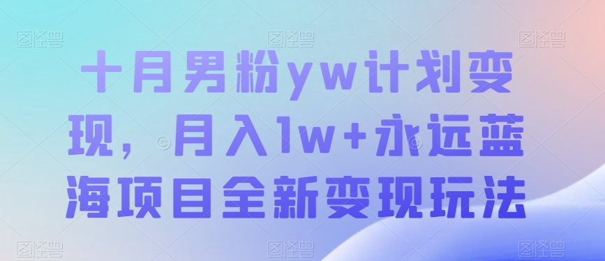 十月男粉yw计划变现，月入1w+永远蓝海项目全新变现玩法【揭秘】插图