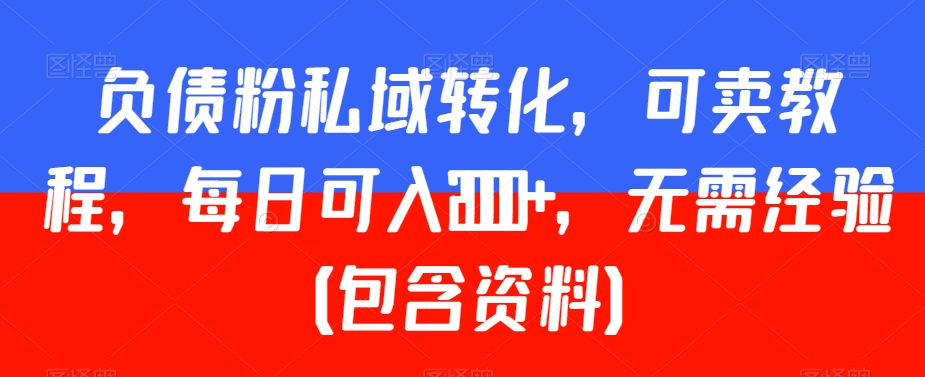 负债粉私域转化，可卖教程，每日可入2000+，无需经验（包含资料）【揭秘】插图