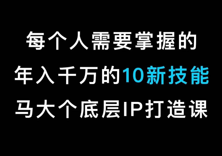 马大个的IP底层逻辑课，​每个人需要掌握的年入千万的10新技能，约会底层IP打造方法！插图