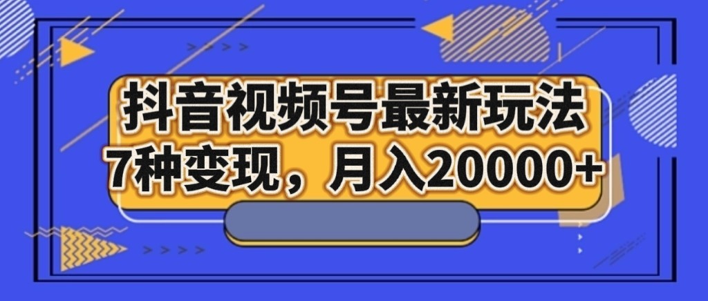 抖音视频号zui新玩法，7种变现，月入20000+插图