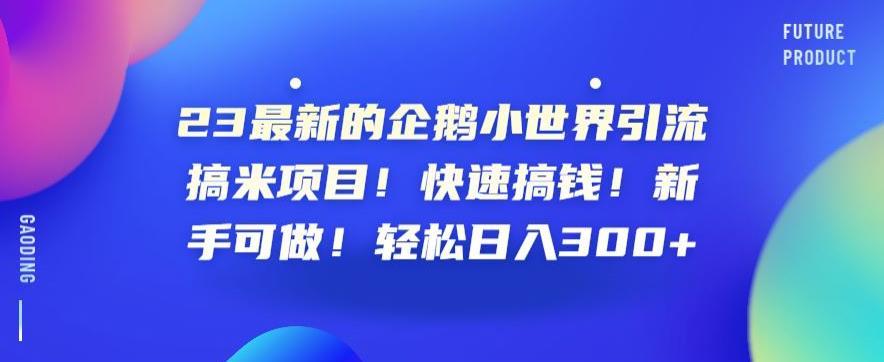 23zui新的企鹅小世界引流搞米项目！快速搞钱！新手可做！轻松日入300+【揭秘】插图