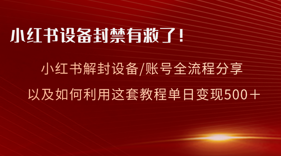 （8441期）小红书设备及账号解封全流程分享，亲测有效，以及如何利用教程变现插图