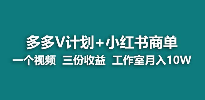 （6999期）【蓝海项目】多多v计划+小红书商单 一个视频三份收益 工作室月入10w插图