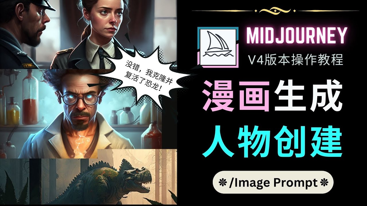 （4899期）Midjourney V4版本操作教程：2个简单参数，完成漫画生成，人物创建插图