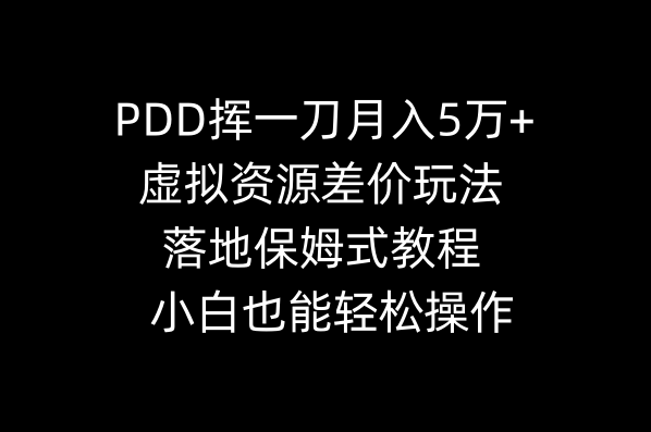 （8849期）PDD挥一刀月入5万+，虚拟资源差价玩法，落地保姆式教程，小白也能轻松操作插图