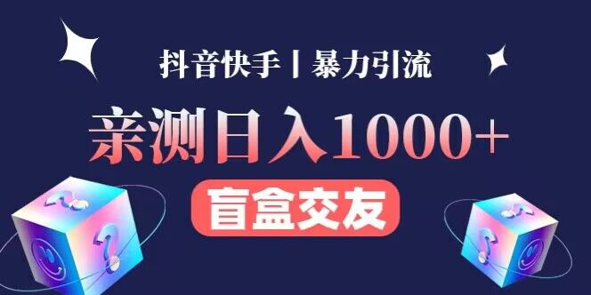 亲测日收益1000+的交友盲盒副业丨有手就行的抖音快手暴力引流插图