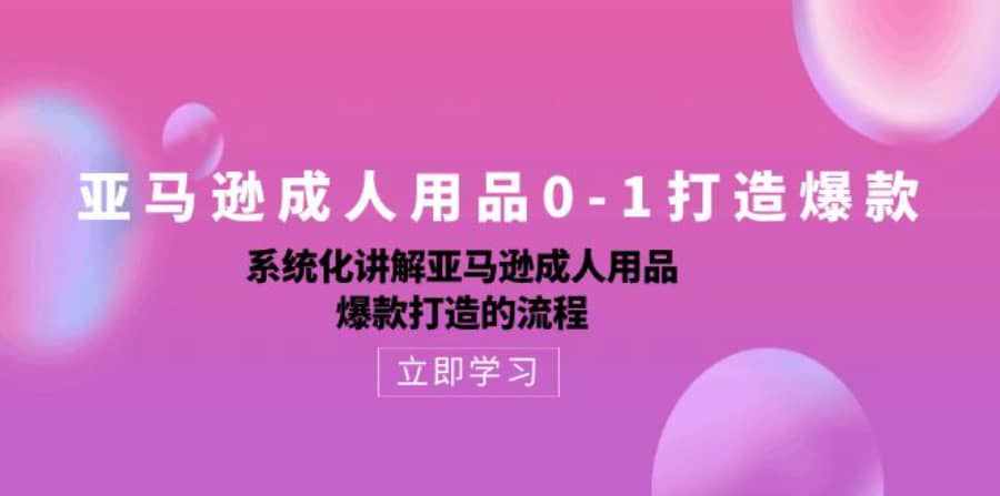 （10493期）亚马逊成人用品0-1打造爆款：系统化讲解亚马逊成人用品爆款打造的流程插图