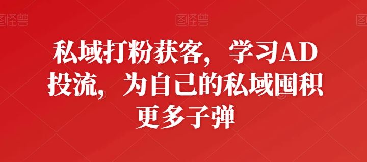 私域打粉获客，学习AD投流，为自己的私域囤积更多子弹插图