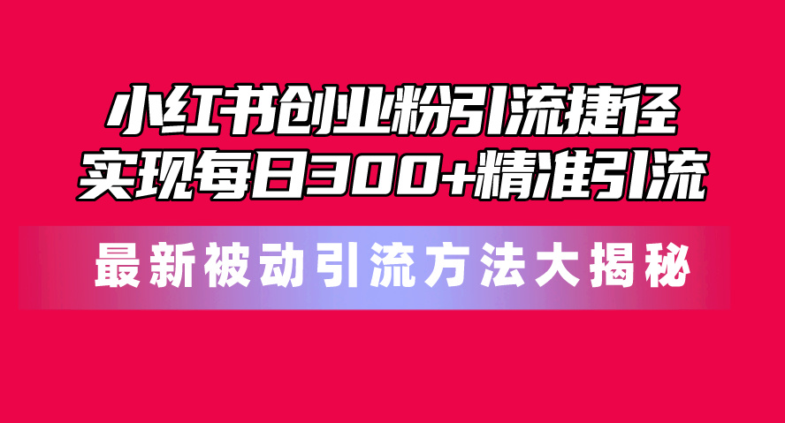 （10692期）小红书创业粉引流捷径！zui新被动引流方法大揭秘，实现每日300+精准引流插图