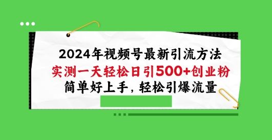 2024年视频号zui新引流方法，实测一天轻松日引100+创业粉，简单好上手，轻松引爆流量【揭秘】插图