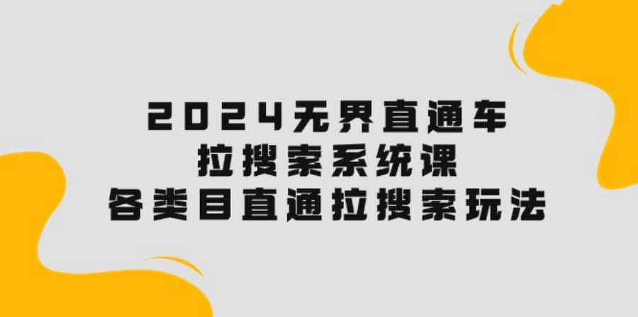 （10508期）2024无界直通车·拉搜索系统课：各类目直通车 拉搜索玩法！插图