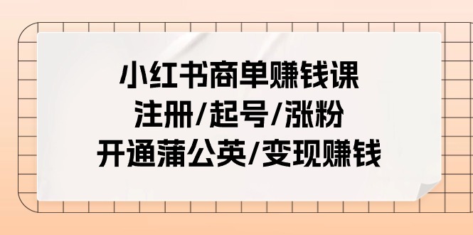 （11130期）小红书商单赚钱课：注册/起号/涨粉/开通蒲公英/变现赚钱（25节课）插图