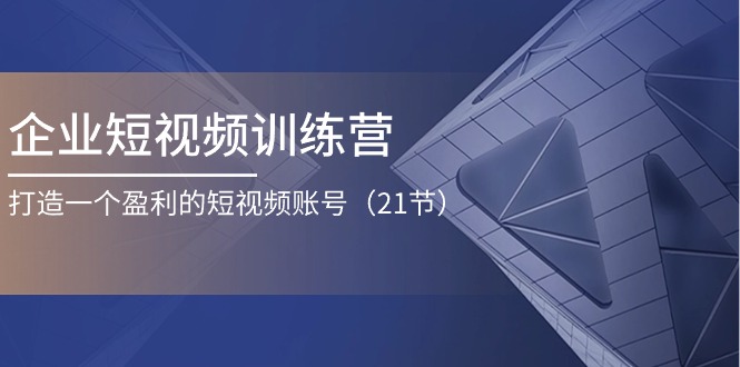 （11278期）企业短视频训练营：打造一个盈利的短视频账号（21节）插图